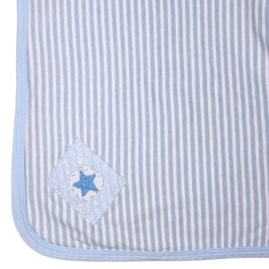 Haute Baby Blanket White Blue Baby Boy Receiving Swaddle Cotton Star 25" x 28"